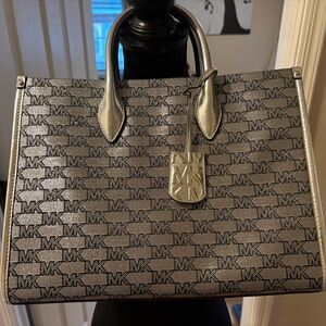 Michael Kors Metallic Silver Logo Tote